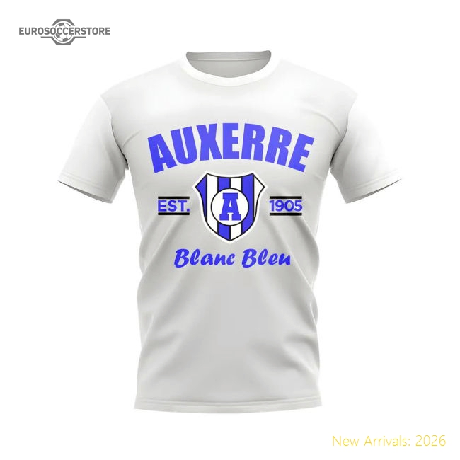 Auxerre Established Football T-Shirt (White)-Football Shirts Shop