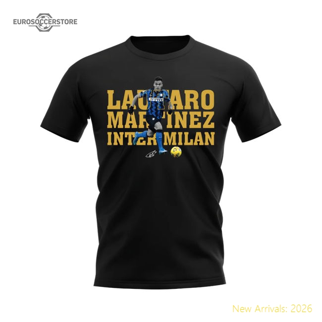 Lautaro Martinez Inter Milan Player Tee (Black)-Football Shirts Shop