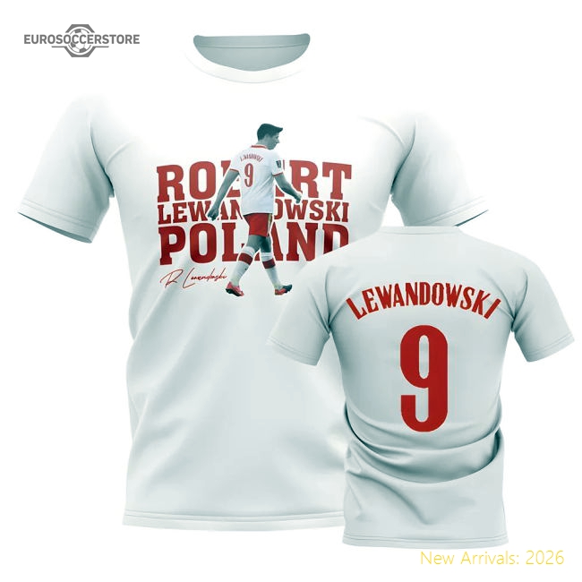 Robert Lewandowski Poland Player Tee (White)-Football Shirts Shop