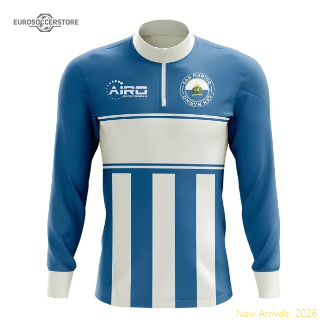 San Marino Concept Football Half Zip Midlayer Top (Blue-White)-Football Shirts Shop