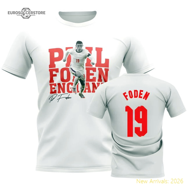 Phil Foden England Player Tee (White)-Football Shirts Shop