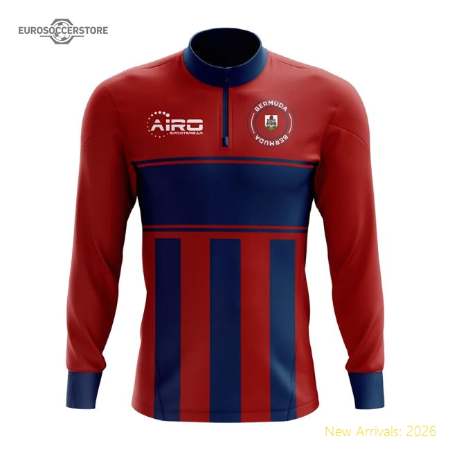 Bermuda Concept Football Half Zip Midlayer Top (Red-Blue)-Football Shirts Shop