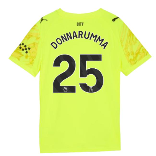 2025-2026 Man City Goalkeeper Third Shirt (Yellow) - Kids (Donnarumma 25)-Football Shirts Shop