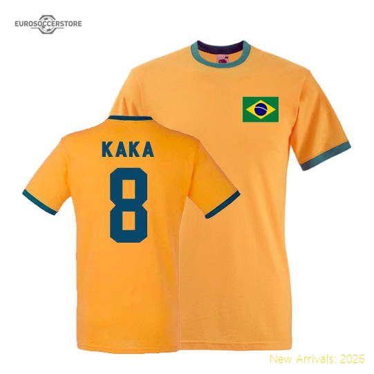 Kaka Brazil Ringer Tee (yellow)-Football Shirts Shop