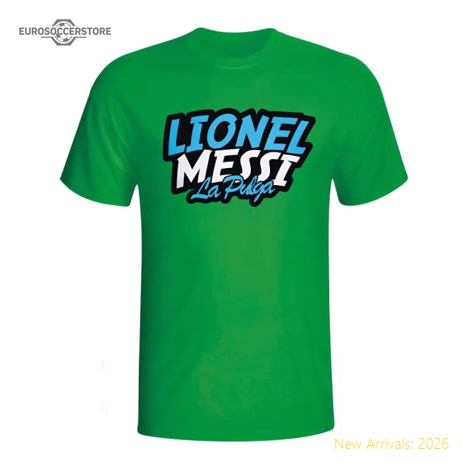 Lionel Messi Comic Book T-shirt (green) - Kids-Football Shirts Shop