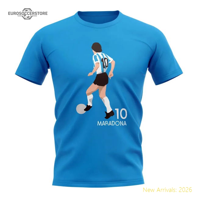 Diego Maradona Argentina Player Graphic T-Shirt (Sky Blue)-Football Shirts Shop