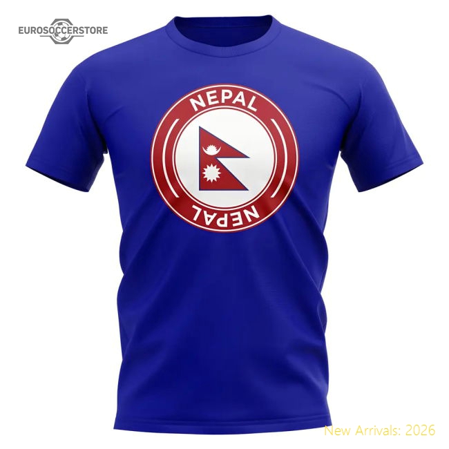 Nepal Football Badge T-Shirt (Royal)-Football Shirts Shop