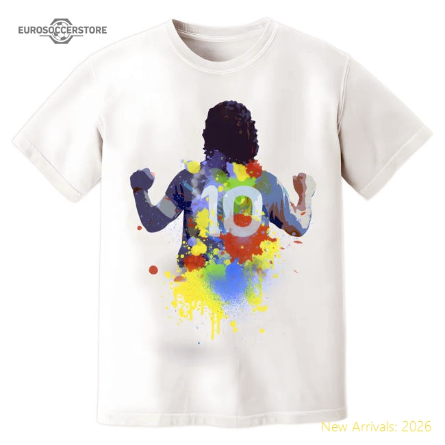 Diego Maradona Napoli Art T-Shirt (White)-Football Shirts Shop
