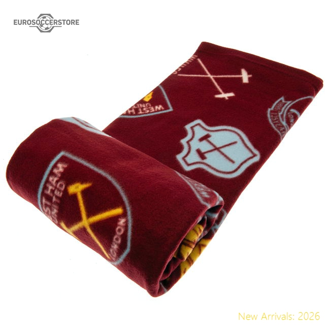 West Ham United FC Historic Crests Fleece Blanket-Football Shirts Shop