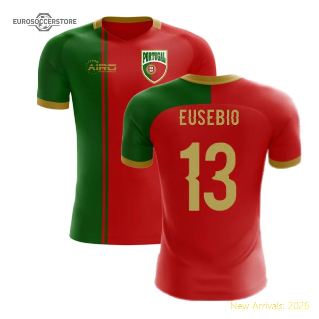 2025-2026 Portugal Flag Home Concept Football Shirt (Eusebio 13)-Football Shirts Shop