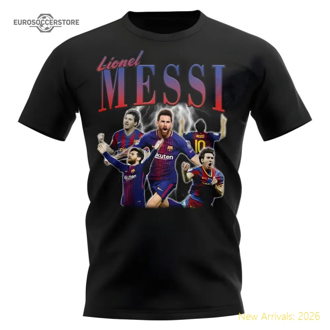 Lionel Messi Barcelona Bootleg T-Shirt (Black)-Football Shirts Shop