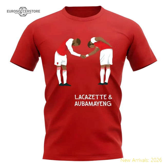 Lacazette Aubameyang Arsenal Player Graphic T-Shirt (Red)-Football Shirts Shop