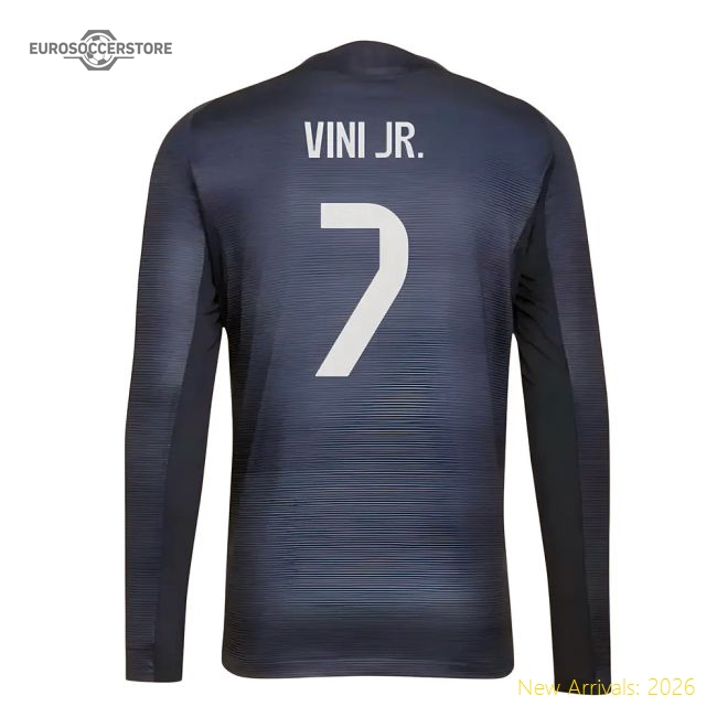 2025-2026 Real Madrid Authentic Long Sleeve Away Shirt (Vini Jr. 7)-Football Shirts Shop