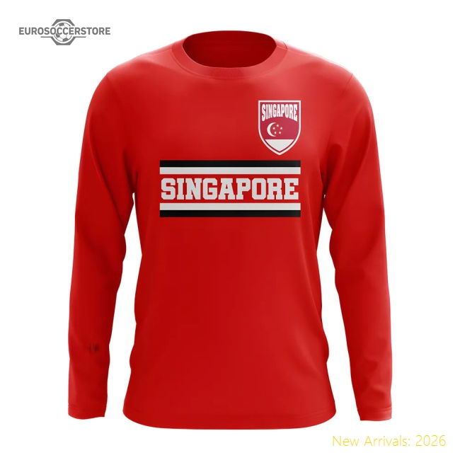 Singapore Core Football Country Long Sleeve T-Shirt (Red)-Football Shirts Shop
