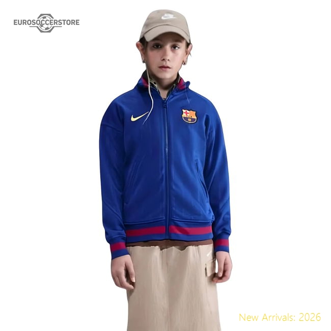 2025-2026 Barcelona Academy Pro Anthem Jacket (Blue) - Kids-Football Shirts Shop