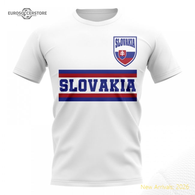 Slovakia Core Football Country T-Shirt (White)-Football Shirts Shop