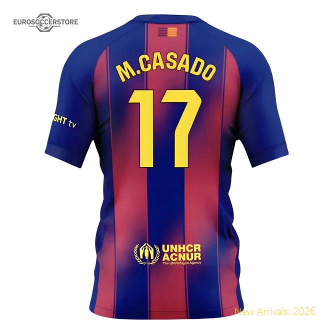 2025-2026 Barcelona Home Shirt (Kids) (M.Casado 17)-Football Shirts Shop