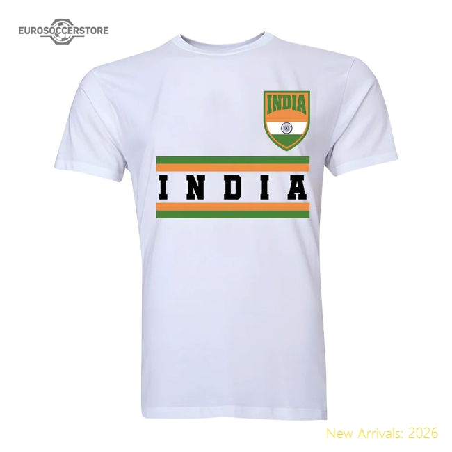 India Core Football Country T-Shirt (White)-Football Shirts Shop