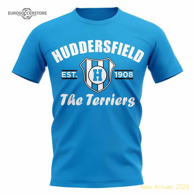 Huddersfield Established Football T-Shirt (Sky Blue)-Football Shirts Shop