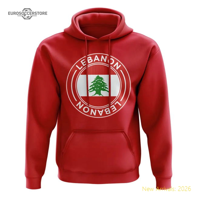 Lebanon Football Badge Hoodie (Red)-Football Shirts Shop