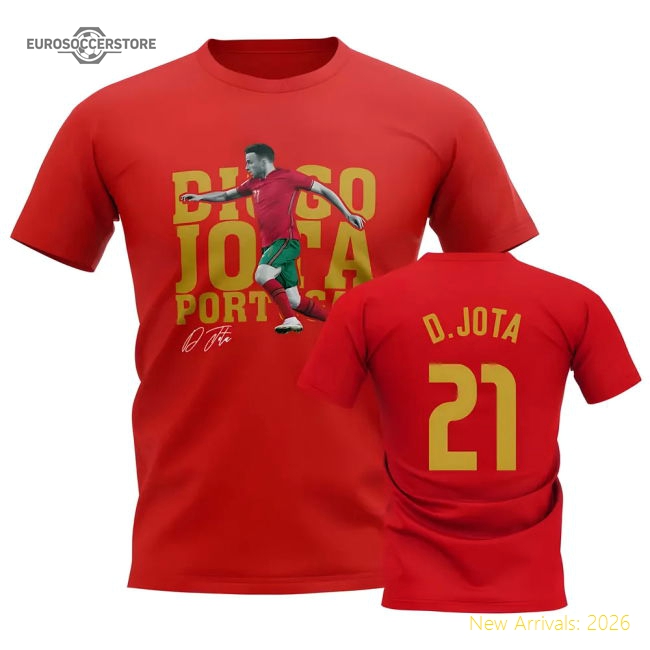 Diogo Jota Portugal Player Tee (Red)-Football Shirts Shop