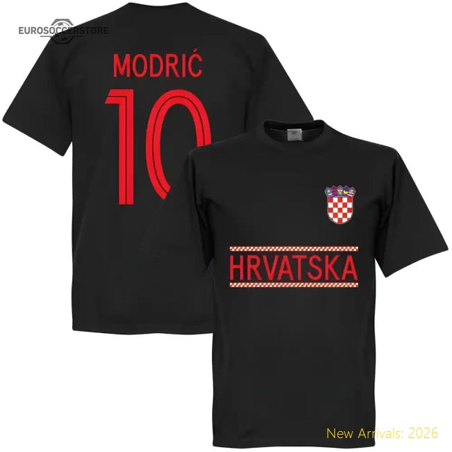 Croatia Modric 10 Team T-Shirt - Black-Football Shirts Shop