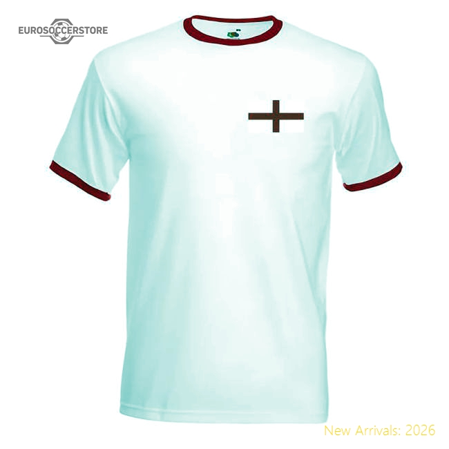 David Beckham England Ringer Tee (white-red)-Football Shirts Shop