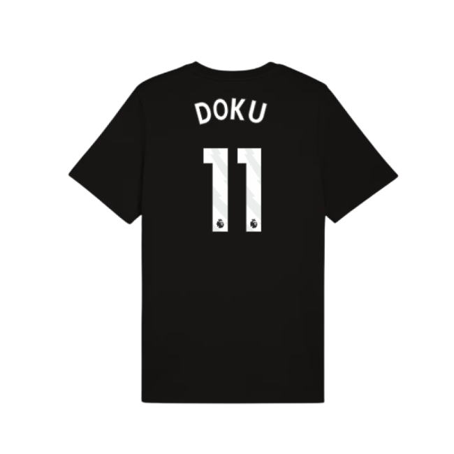 2025-2026 Man City FtblESS Tee (Black) (Doku 11)-Football Shirts Shop