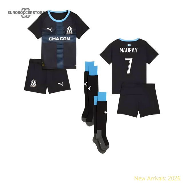 2025-2026 Marseille Away Mini Kit (Maupay 7)-Football Shirts Shop