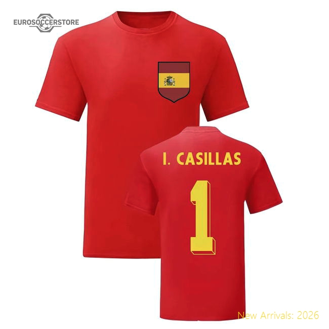 Iker Casillas Spain National Hero Tee (Red)-Football Shirts Shop