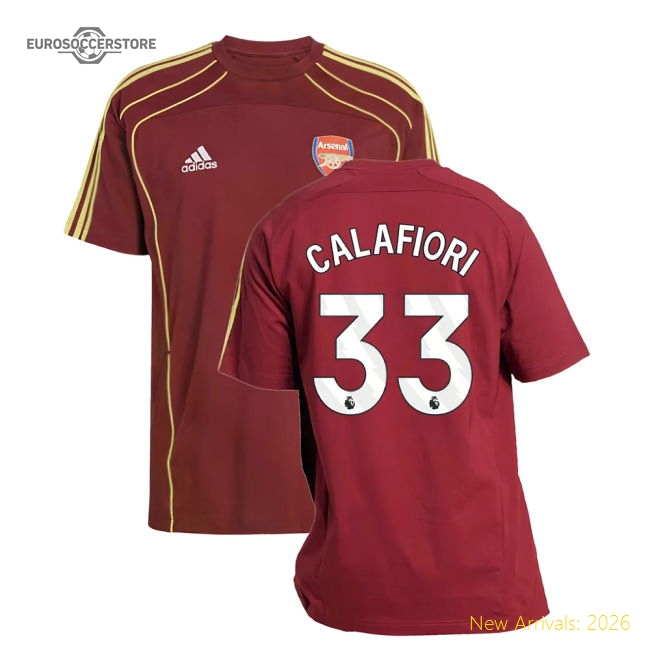 2025-2026 Arsenal UBP Tee (Noble Maroon) (Calafiori 33)-Football Shirts Shop