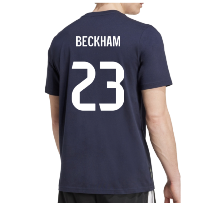 2025-2026 Real Madrid Seasonal Graphic Tee (Legend Ink) (Beckham 23)-Football Shirts Shop