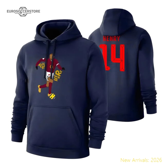 Thierry Henry TITI footer with hood, dark blue-Football Shirts Shop