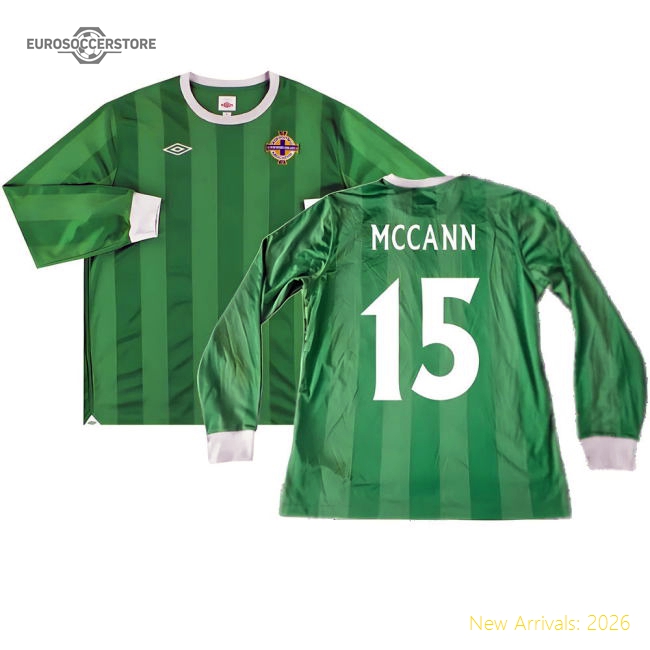 Northern Ireland 2010-12 Long Sleeve Home Shirt ((Good) XL) (McCann 15)-Football Shirts Shop