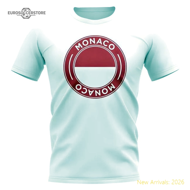 Monaco Football Badge T-Shirt (White)-Football Shirts Shop
