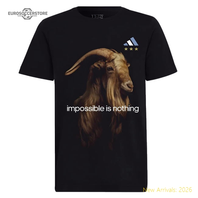 Messi Football GOAT Graphic Tee (Black) - Kids-Football Shirts Shop