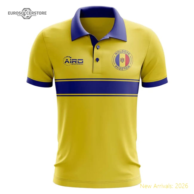 Moldova Concept Stripe Polo Shirt (Yellow)-Football Shirts Shop