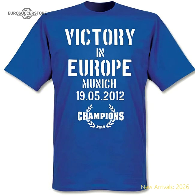 2012 Chelsea Victory in Europe T-Shirt (Blue)-Football Shirts Shop