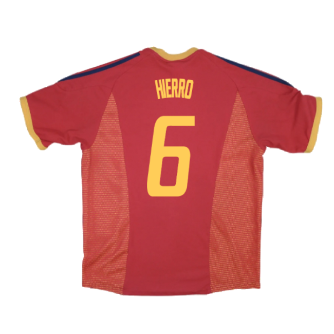 Spain 2002-04 Home Shirt ((Good) XL) (Hierro 6)-Football Shirts Shop