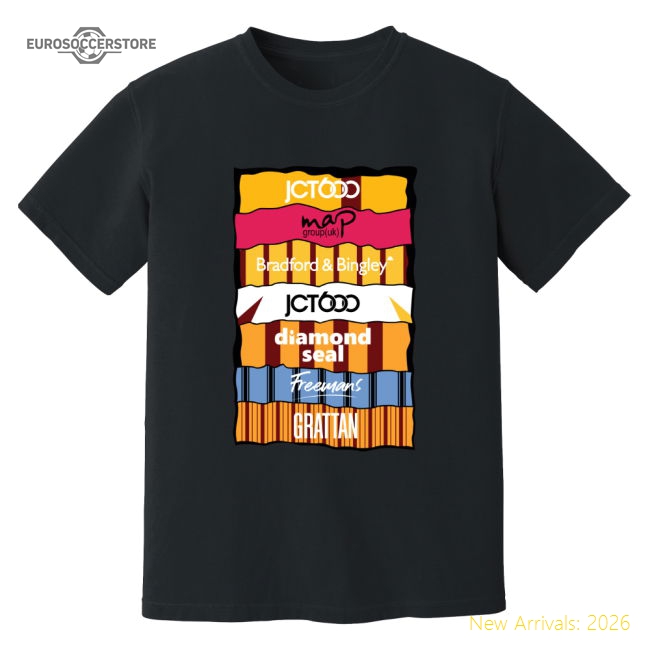 Bradford Sponsor History T-Shirt (Black)-Football Shirts Shop