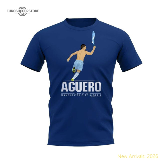 Sergio Aguero T-Shirt (Blue)-Football Shirts Shop