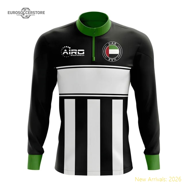UAE Concept Football Half Zip Midlayer Top (Black-White)-Football Shirts Shop