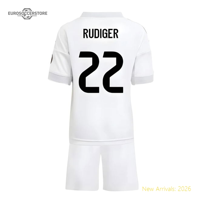 2025-2026 Real Madrid Home Mini Kit (Rudiger 22)-Football Shirts Shop