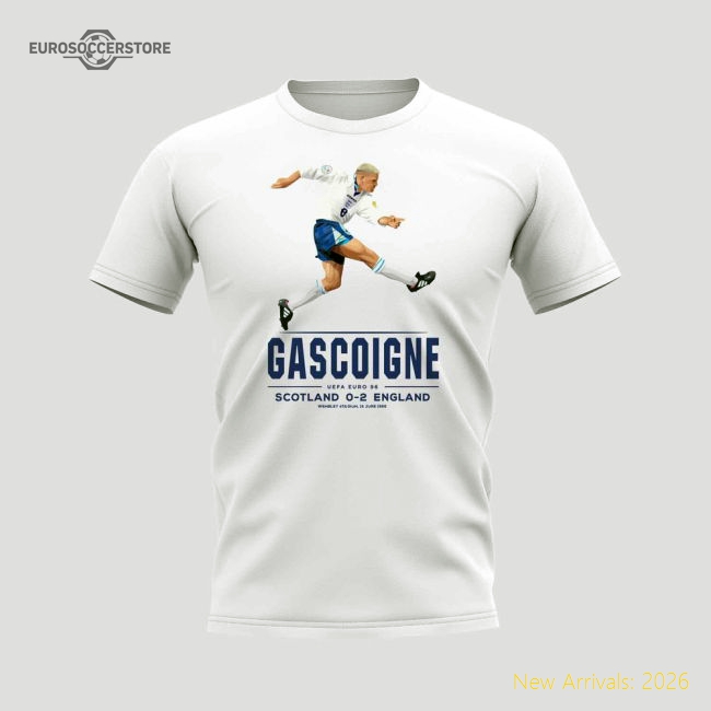 Paul Gascoigne Player T-Shirt (White)-Football Shirts Shop