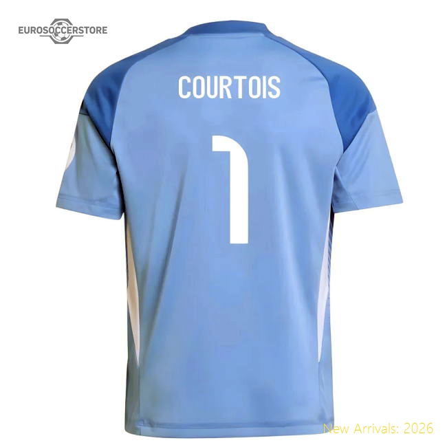 2025-2026 Real Madrid Home Goalkeeper Shirt (Blue) - Kids (Courtois 1)-Football Shirts Shop