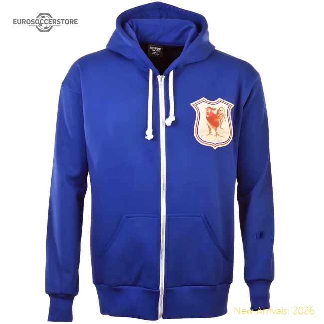 France 1924 Vintage Rugby Zipped Hoodie - Royal-Football Shirts Shop