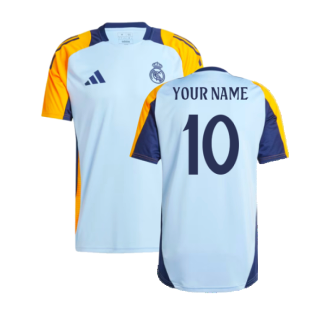 2024-2025 Real Madrid Training Shirt (Glow Blue) (Your Name)-Football Shirts Shop