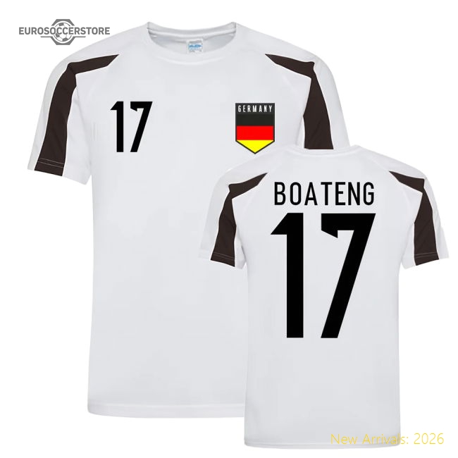 Jerome Boateng Germany Sports Training Jersey (White-Black)-Football Shirts Shop