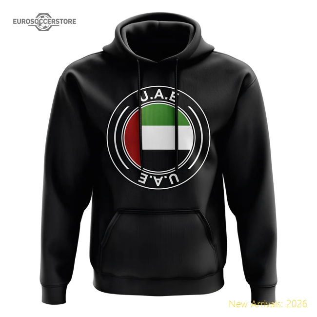 UAE Football Badge Hoodie (Black)-Football Shirts Shop