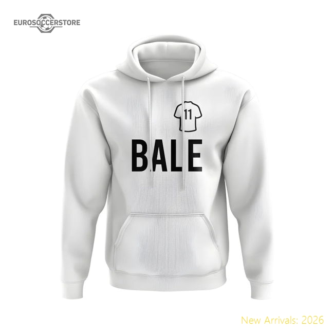 Gareth Bale Real Madrid Number Hoody (White)-Football Shirts Shop